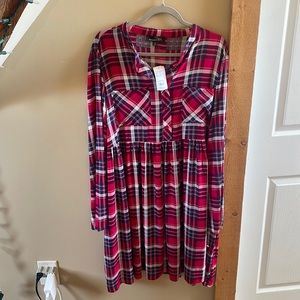 Vintage Plaid Suzanne Betro Dress with Breast Pockets and Long Sleeves with Tag